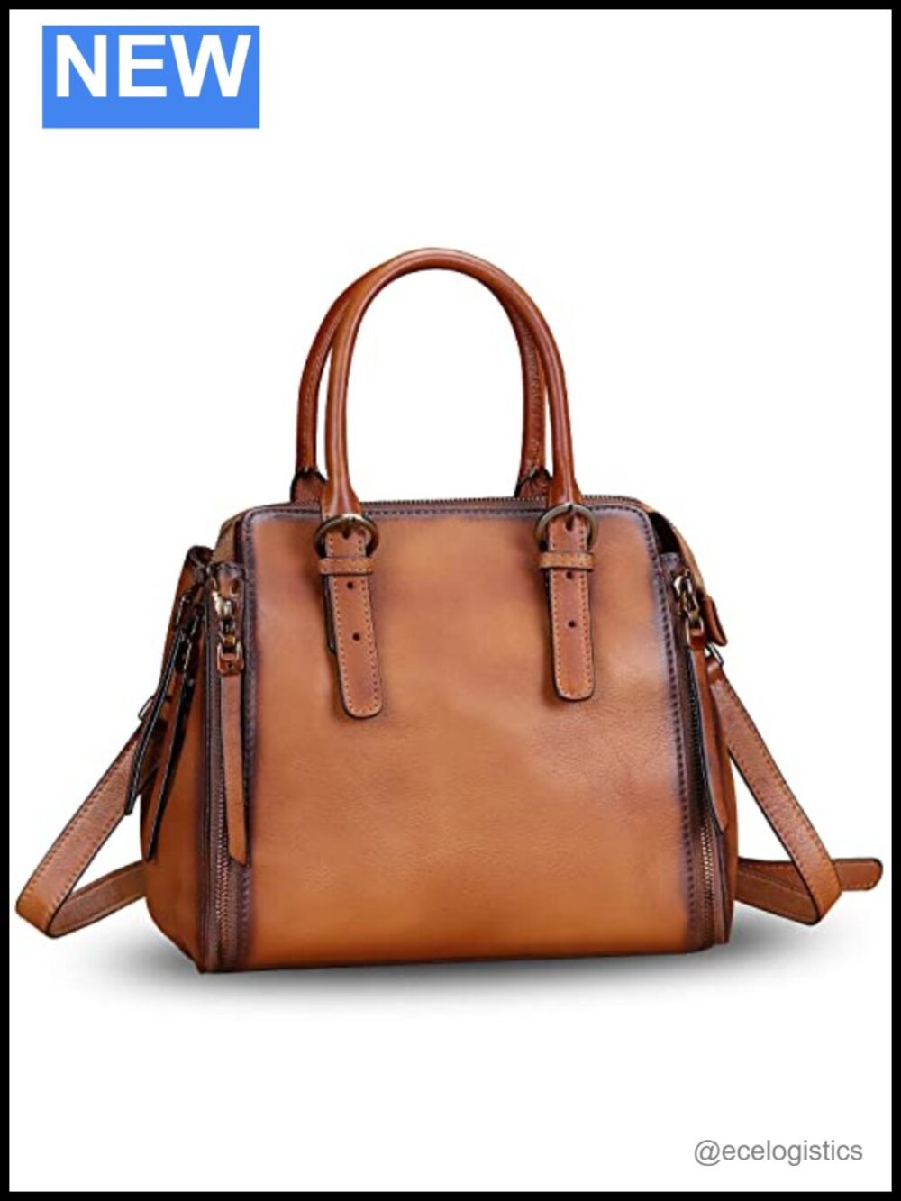 Genuine Leather Satchel Women Handbag Vintage Top-Handle Crossbody Shoulder Bag